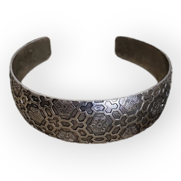 Vintage Silver Cuff Bracelet Geometric - Picture 4 of 5